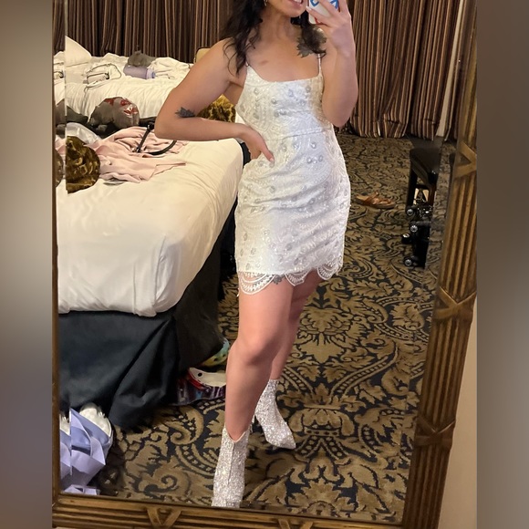 White Sequin Mini Dress - Picture 3 of 3